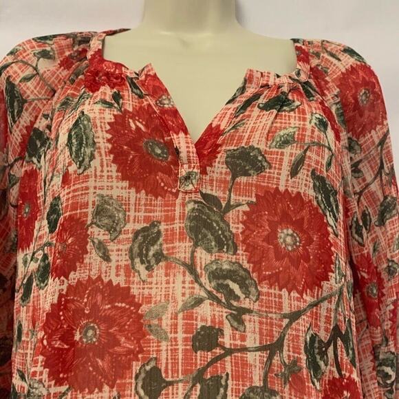 LUCKY BRAND FLORAL DRAWSTRING BLOUSE SZ‎ XS - Picture 4 of 7